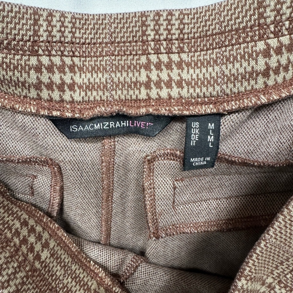 Isaac Mizrahi Live Brown Plaid Pull-On Pants Size Medium - Picture 6 of 8